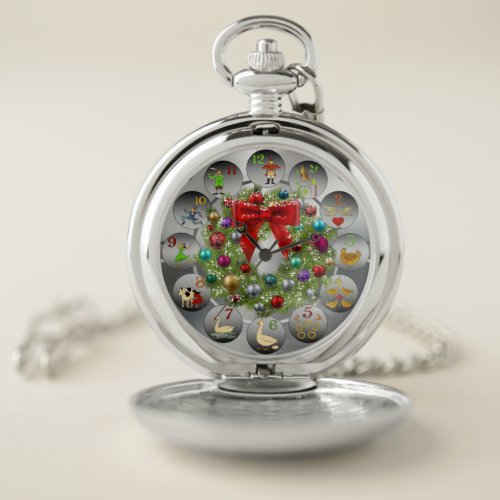 Ornaments Wreath  The 12 Days Of Christmas Pocket Watch