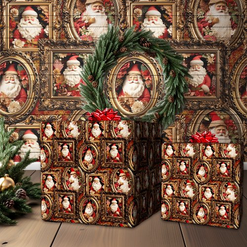 Ornate 3D Father Christmas  Wrapping Paper