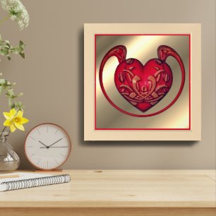 Ornate Abstract Red Heart Framed Art