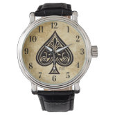 Magic Top Hat Ace of Spades Minimalist Watch - Black & Gold Ace of Spades Watch | Zazzle main image 2