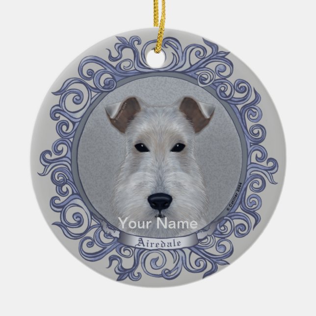 Ornate Airedale  ornament (Front)