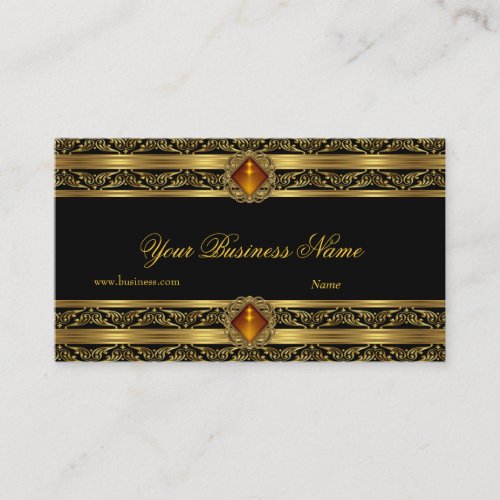 Ornate Amber Gold Black Elegant Classy Jewel Image Business Card Templates