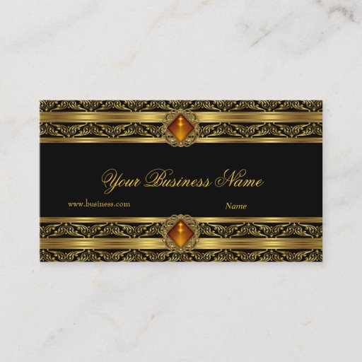 Customizable Ornate Amber Gold Black Elegant Classy Jewel Image Business Card Templates