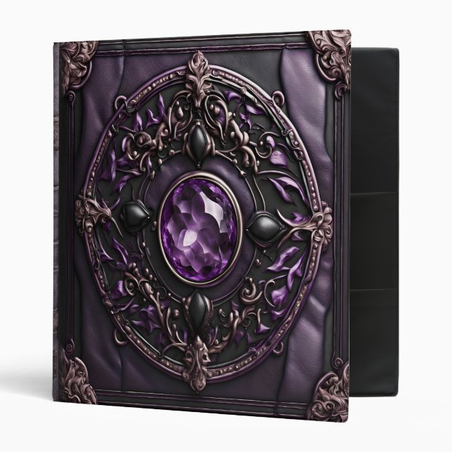 Ornate Amethyst Purple Leather Photo Album  3 Ring Binder (Front/Inside)