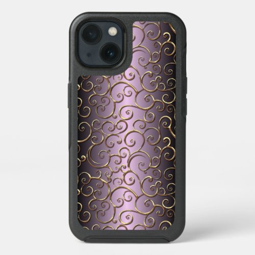 Ornate Antique Baroque Faux Gold Swirl Art Pattern iPhone 13 Case
