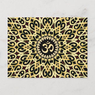 Ornate Arabesque Black + Gold OM Postcard