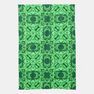 Ornate Arabesque Pattern - Emerald Green Kitchen T Towel