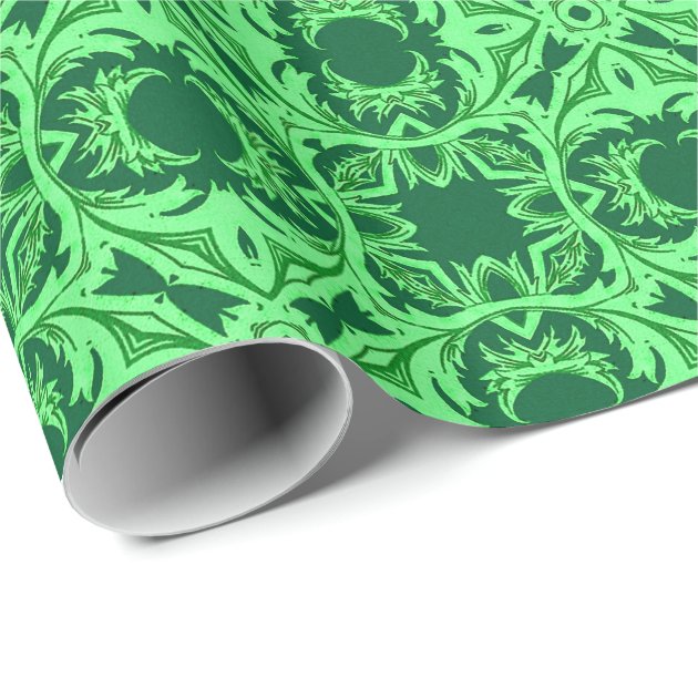 Ornate Arabesque Pattern - Emerald Green Wrapping Paper | Zazzle