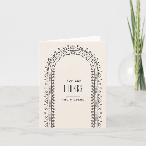 Ornate Arch Frame Wedding Thank You Card _ Ivory