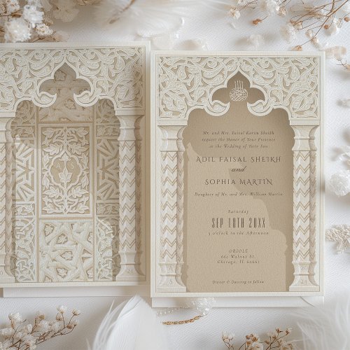 Ornate Architectural Lace Wedding Invitation