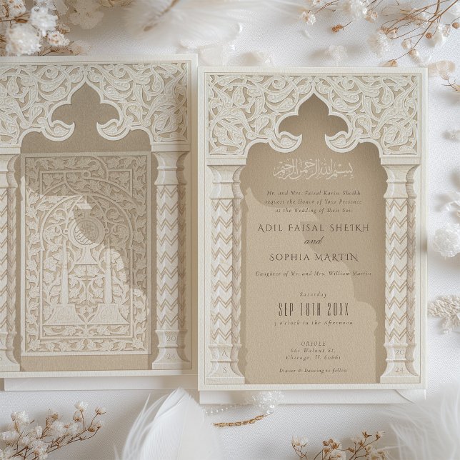 Ornate Architectural Lace Wedding Invitation (Creator Uploaded)