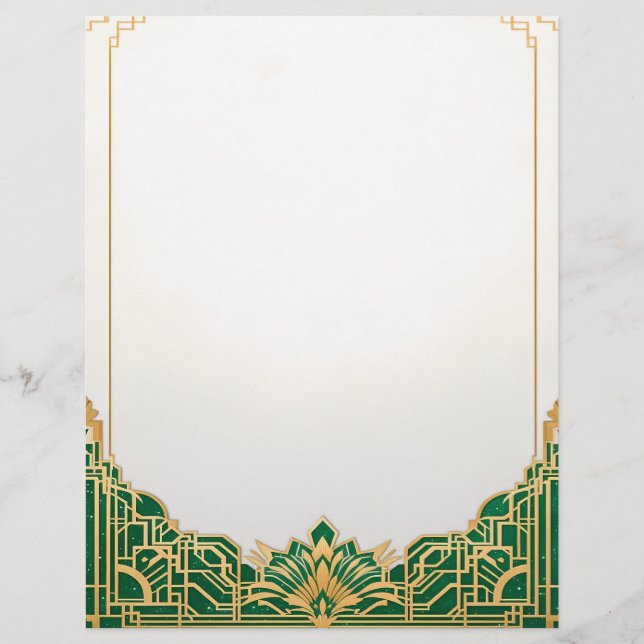 Ornate Art Deco Frame on White Stationery (Front)
