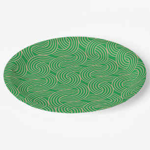 Ornate art deco green and gold paper plates