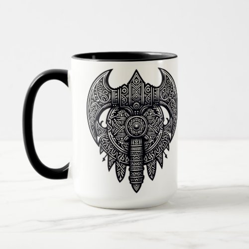 Ornate Axe and Shield Art  Mug