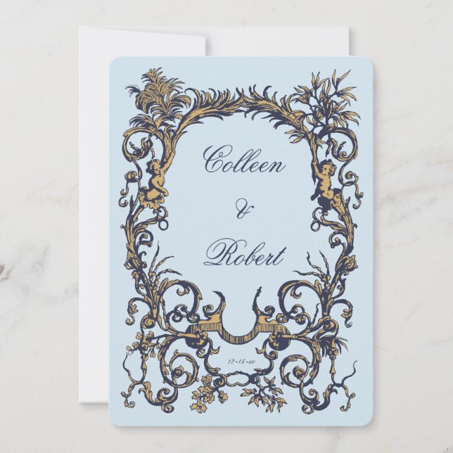 Ornate Baroque Antique c.1700s Design With Cherubs Invitation (Front)