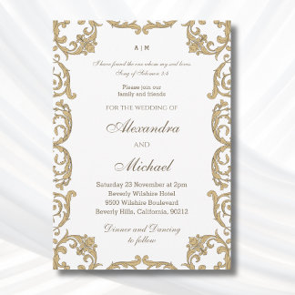 Ornate Baroque Bible Verse Christian Wedding Invitation