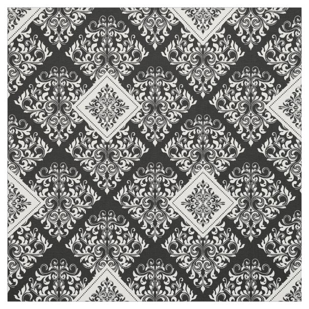 Black and White Damask Fabric
