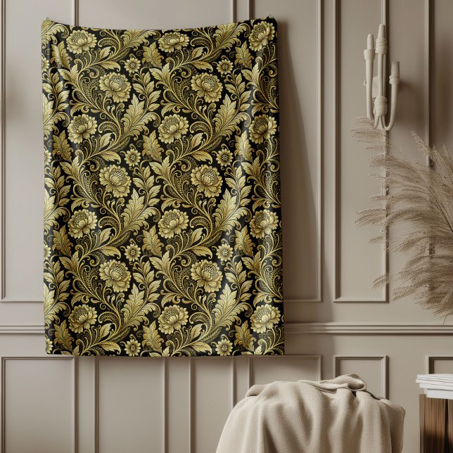 Ornate Baroque Blanket in Gold and Black Design (Ornate Baroque Blanket in Gold and Black Design)