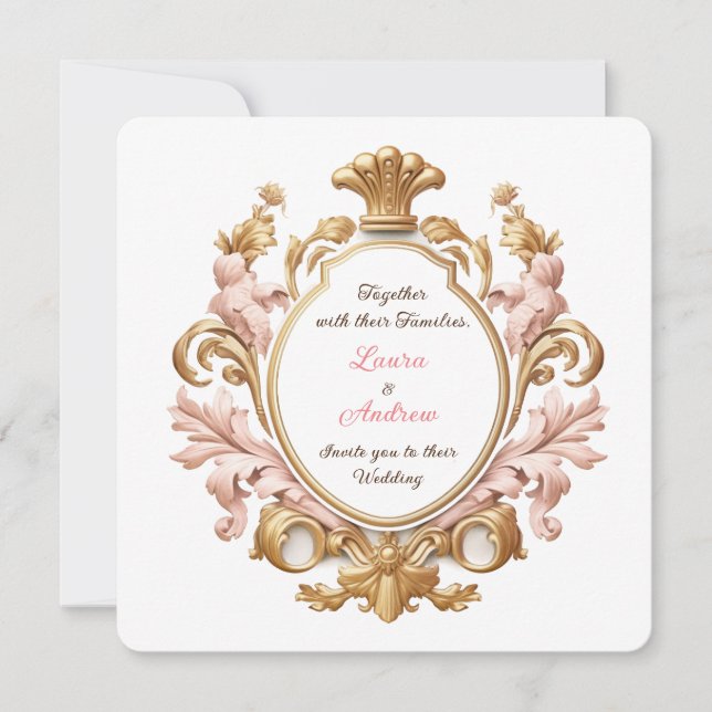 Ornate Baroque Floral Rococo Romance Wedding Invitation (Front)