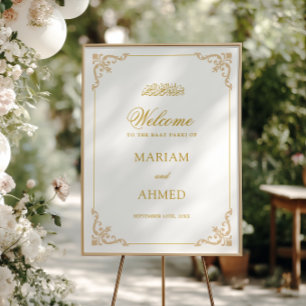 Ornate Baroque Frame Gold White Baat Pakki Welcome Foam Board