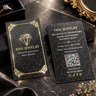 Ornate Baroque Frame, UV Spot & Gold Foil | Luxury Gloss Business Cards