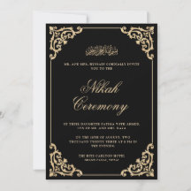 Ornate Baroque Gold Frame Black Nikah Wedding