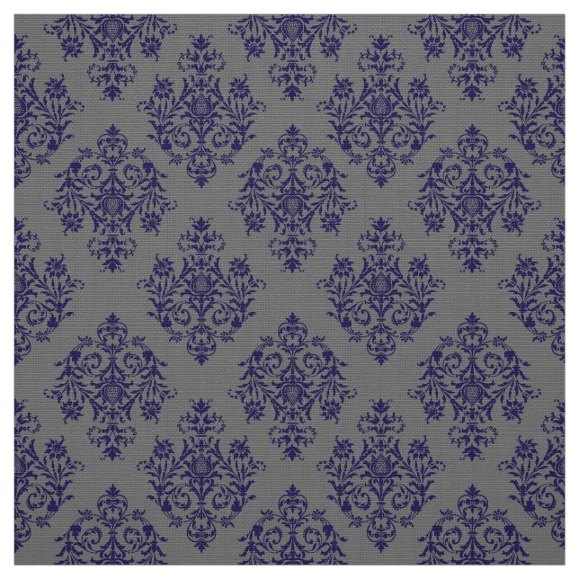 Ornate Baroque gray Damask pattern fabric (Swatch)