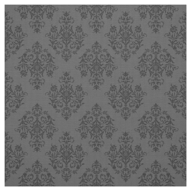Ornate Baroque gray Damask pattern fabric (Swatch)