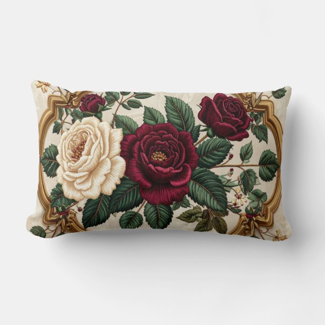 Ornate Baroque Roses Oval Frame Pillow - Luxury Bu (Front)
