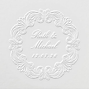 Ornate Baroque Scrollwork Wedding Date Embosser
