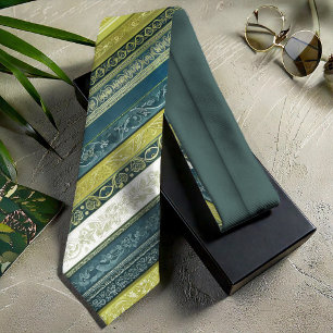 Ornate Baroque Stripes Green ID1095 Neck Tie
