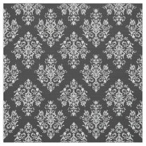 Ornate Baroque white Damask pattern fabric