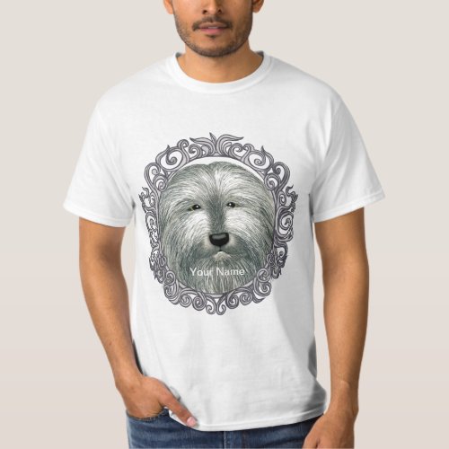 Ornate Bearded Collie custom name  T_Shirt