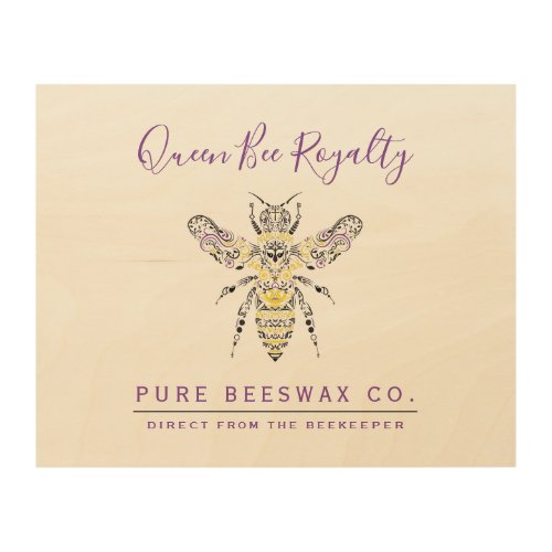 Ornate Bee Custom Beeswax Logo Wood Wall Art