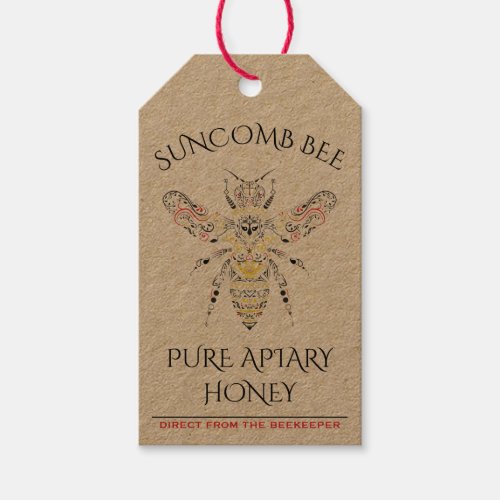 Ornate Bee Custom Honey Logo Gift Tags