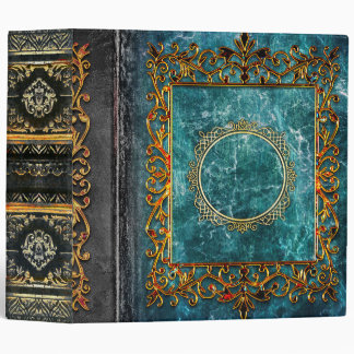 Ornate Bejeweled Celtic Teal Marble Ancient Tome 3 Ring Binder
