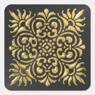 Ornate Black and Gold Embossed Look Sticker