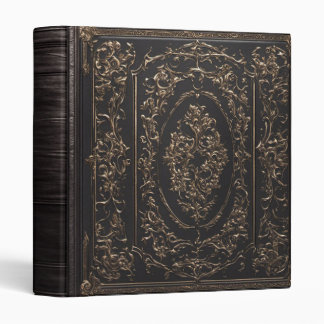 Ornate Black and Gold Leather Book of Shadows 3 Ring Binder