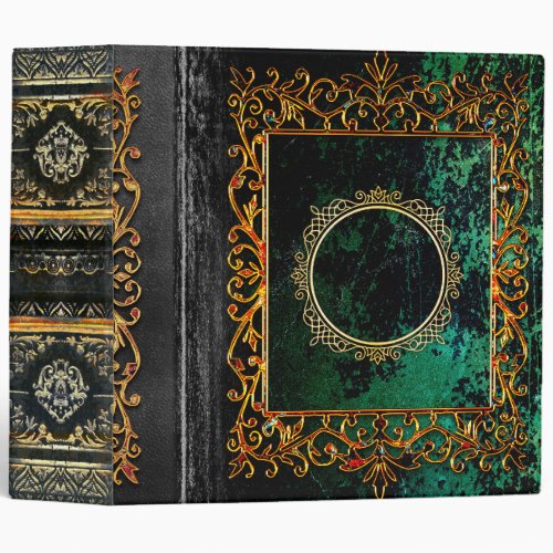 Ornate Black and Green Celtic Ancient Tome 3 Ring Binder