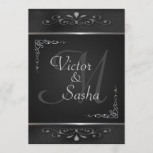 Ornate Black and Silver Wedding Invitations