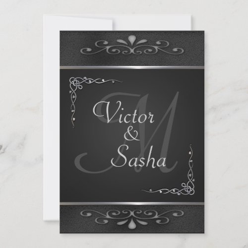 Ornate Black and Silver Wedding Invitations