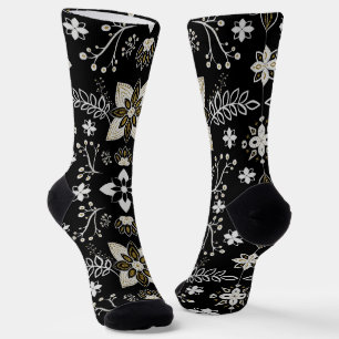 Ornate black and white floral pattern  socks
