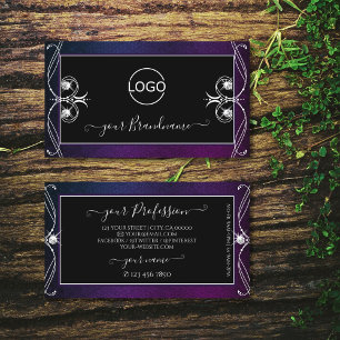 Ornate Black Blue Purple Sparkle Diamonds Add Logo Business Card