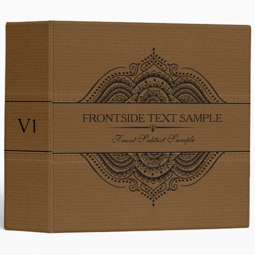 Ornate Black Frame brown Stitched Leather Binder