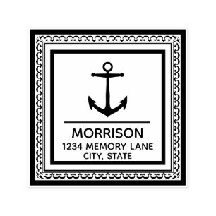 Ornate Black Frame Nautical Anchor Self-inking Stamp