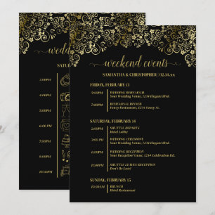 Ornate Black & Gold Wedding Events & Timeline Program