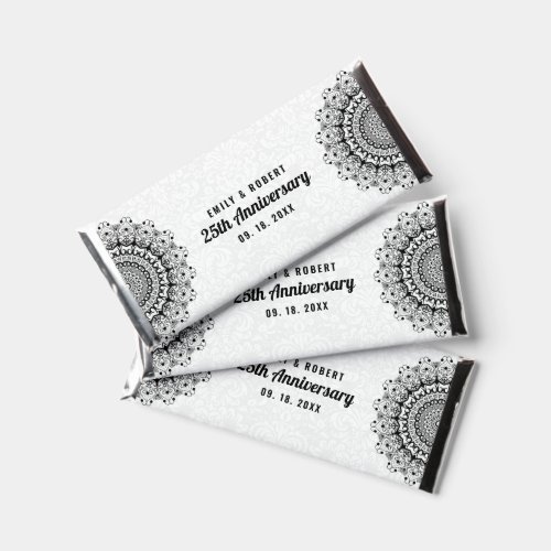 Ornate Black Mandala on White Happy Birthday Hershey Bar Favors