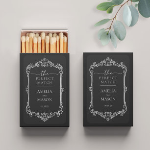 Ornate Black The Perfect Match Wedding Matchbox
