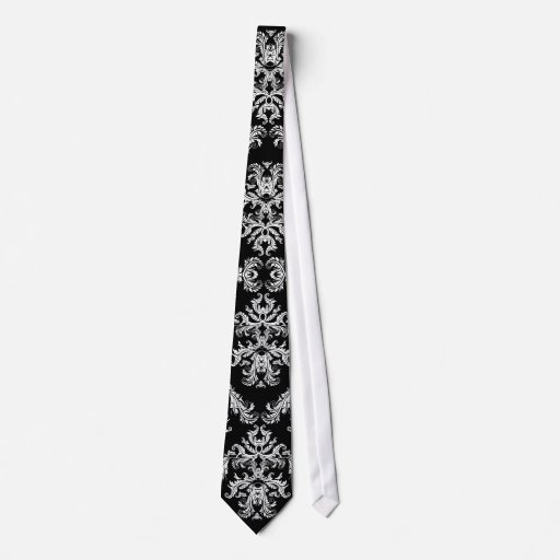 Ornate Black & White Baroque Pattern Neck Tie | Zazzle