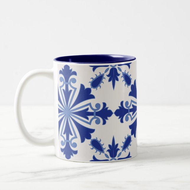 Ornate Bloom Two-Tone Coffee Mug (Left)